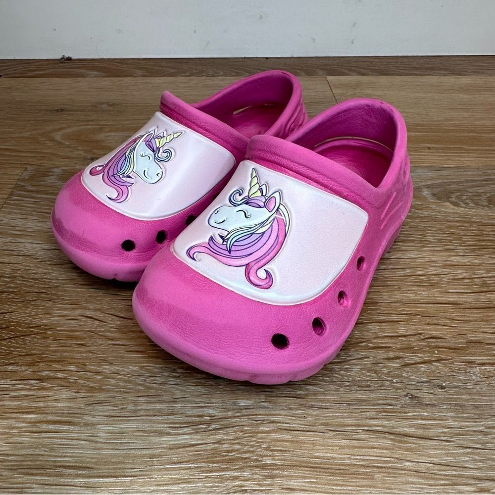 Swiggles Pink Unicorn Girls Size 5/6 Slip On Clogs